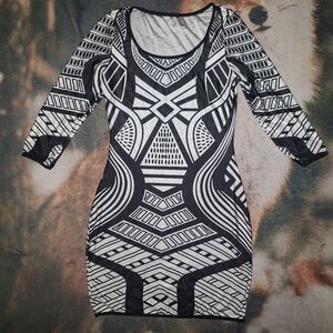 Black and White Geometric Dress
